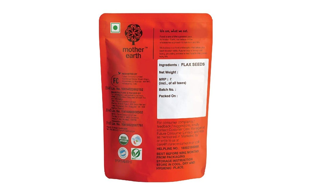 Mother Earth Organics Flax Seeds    Pack  100 grams
